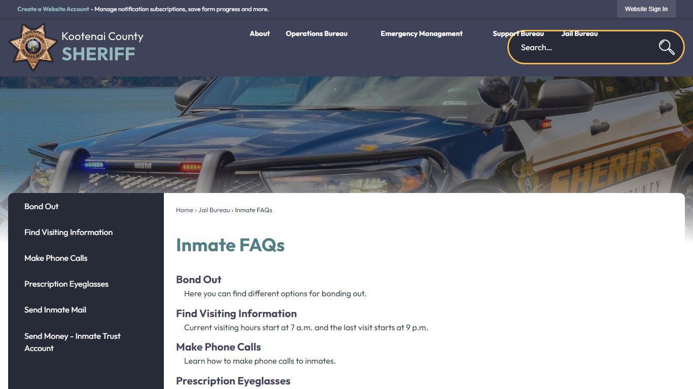 Inmate FAQs | Kootenai County Sheriff, ID